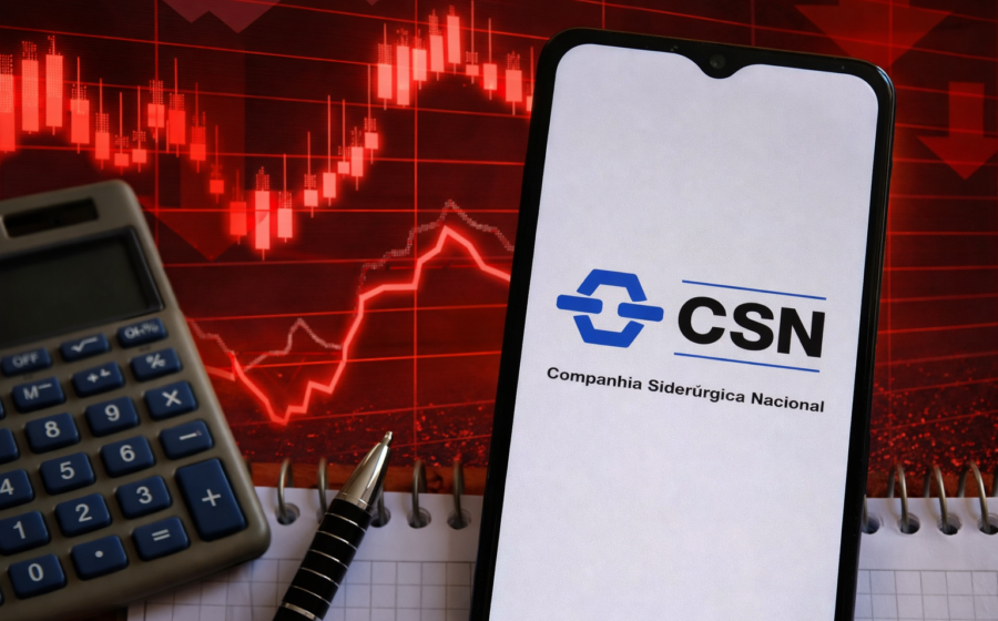 Foto de Fabio Schvartsman, novo CEO da CSN, com gráfico de alta de 5% nos títulos de dívida
