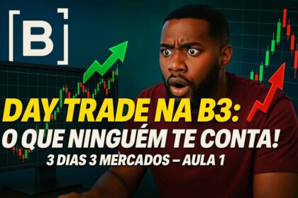 Três logos de bolsas brasileiras A5X, Base Exchange e CSD BR competindo com ícone da B3 ao fundo