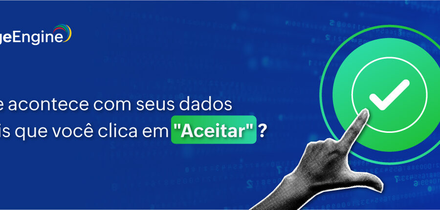 Usuário clica em botão "Aceitar tudo" em banner de cookies colorido na tela do smartphone