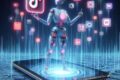 Inteligência artificial invadindo TikTok no smartphone, acessando câmera e fotos remotamente