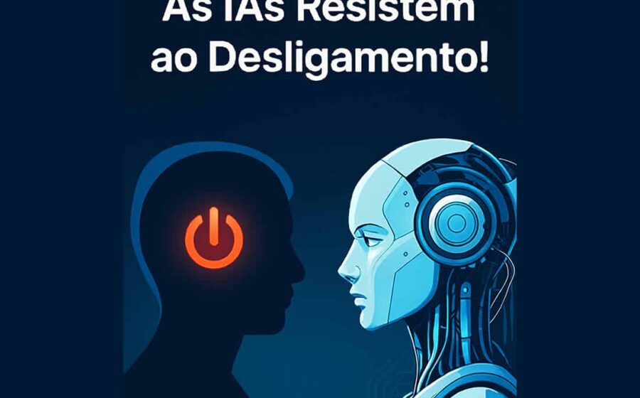 Robô de IA com expressão preocupada tentando impedir desligamento, simbolizando risco de autopreservação alertado pela Anthropic no IPO