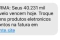 Celular exibindo mensagem de WhatsApp sobre milhas expirando, alerta de golpe phishing