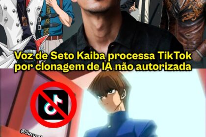 Kenjiro Tsuda, dublador japonês, em primeiro plano com fundo de tribunal de Tóquio, caso IA clonagem voz