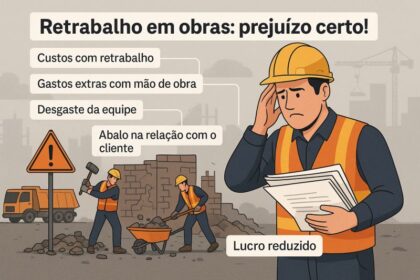 Engenheiro analisando amostras de revestimentos técnicos em obra para especificação correta