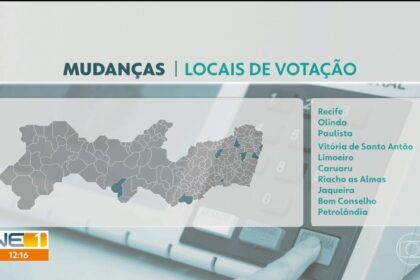 Mapa do Brasil destacando 441 locais de votação alterados para o 2º turno das eleições
