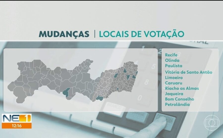 Mapa do Brasil destacando 441 locais de votação alterados para o 2º turno das eleições