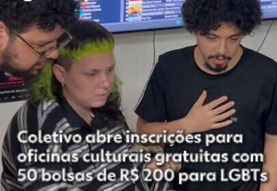 Grupo diverso de pessoas trans e não-binárias em atividade cultural do Coletivo 220 em São Carlos