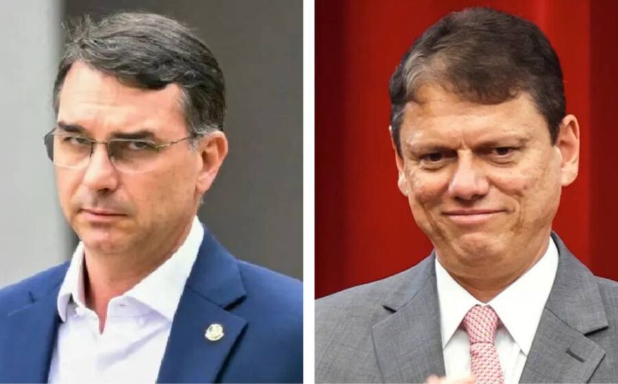 Tarcísio de Freitas e Flávio Bolsonaro em reunião estratégica em Brasília antes do debate final na Globo
