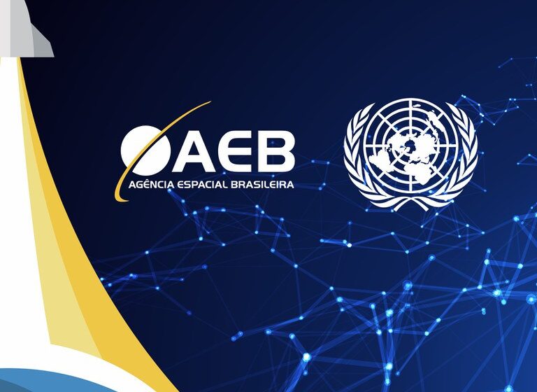 Foguete brasileiro decolando com satélite, simbolizando nova política espacial da AEB para inovação e investimentos privados