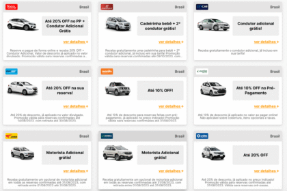 Carro Airbnb aluguel Brasil 20% desconto aplicativo mobile