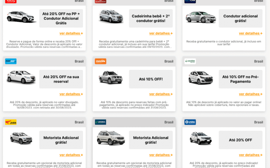 Carro Airbnb aluguel Brasil 20% desconto aplicativo mobile