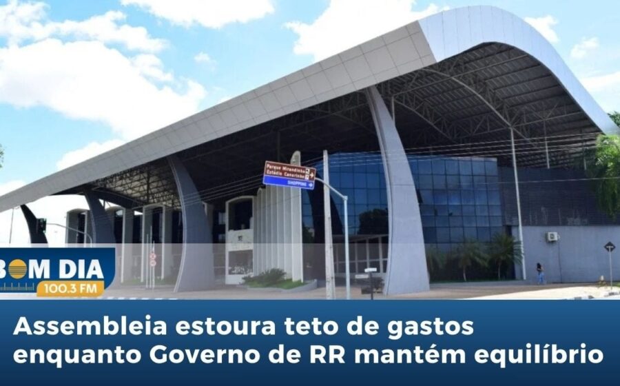 Plenário da Assembleia Legislativa de Roraima com gráfico sobre estouro do teto de gasto com pessoal
