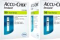 Caixa de tiras de glicemia Accu-Chek Active com logo da Anvisa e selo de lote público desviado