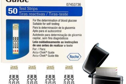Embalagem de tiras Accu-Chek Active com alerta de proibição da Anvisa