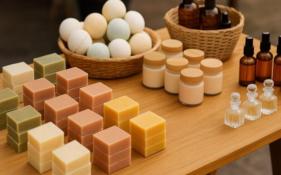 Produtos cosméticos artesanais brasileiros em embalagens rotuladas conforme nova norma Anvisa