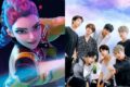 BTS se apresentando no estádio Morumbis em São Paulo com multidão de fãs