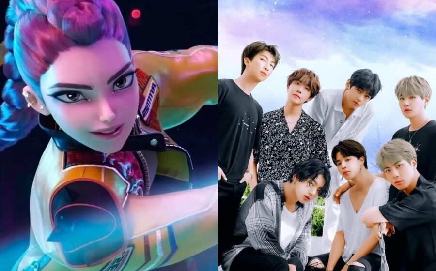 BTS se apresentando no estádio Morumbis em São Paulo com multidão de fãs