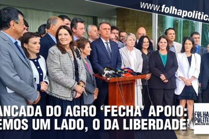 Líderes da bancada ruralista e Flávio Bolsonaro em reunião no Congresso Nacional
