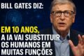 Bill Gates em palco alertando sobre riscos da inteligência artificial