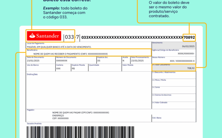 Boleto bancário falso com alerta de fraude e balança da justiça ao fundo