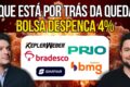 Gráfico do Ibovespa em queda acentuada após perder 200 mil pontos com indicadores de volatilidade