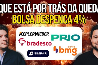 Gráfico do Ibovespa em queda acentuada após perder 200 mil pontos com indicadores de volatilidade
