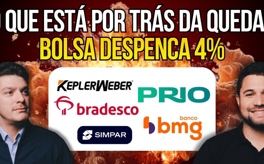 Gráfico do Ibovespa em queda acentuada após perder 200 mil pontos com indicadores de volatilidade