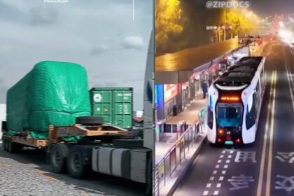 Bonde Urbano Digital (BUD) circulando em teste na Região Metropolitana de Curitiba