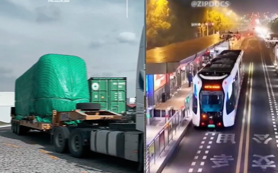 Bonde Urbano Digital (BUD) circulando em teste na Região Metropolitana de Curitiba