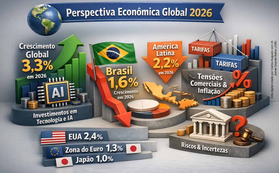 Gráfico mostra Brasil como 8ª economia mundial em 2027 segundo projeção do FMI