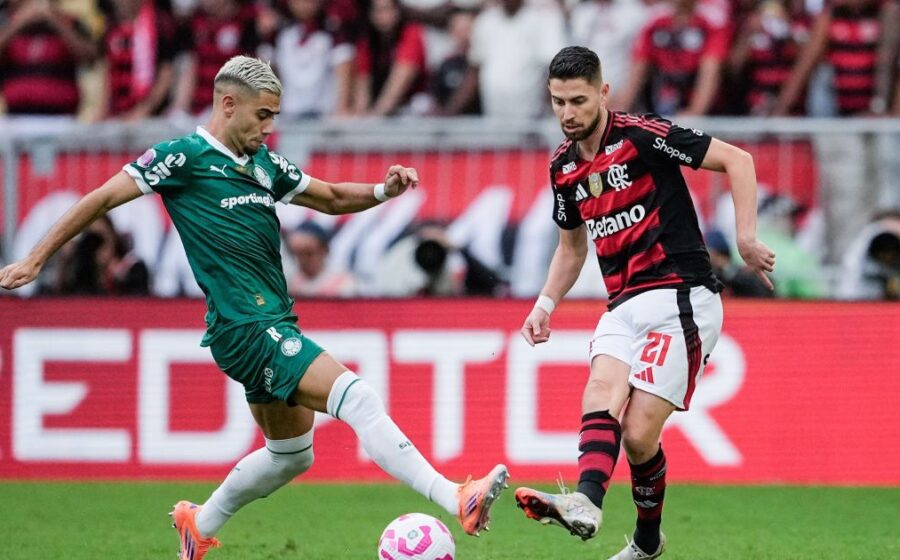 Logos da CBF, Palmeiras e Flamengo sobre fundo do Brasileirão, simbolizando proteção de clubes na reta final