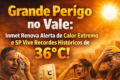 Céu carregado com trovoadas sobre Campo Grande sob calor de 36°C