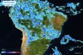 Mapa do Brasil destacando canal de umidade da Amazônia trazendo chuvas para Norte, Centro-Oeste e Nordeste com alerta amarelo