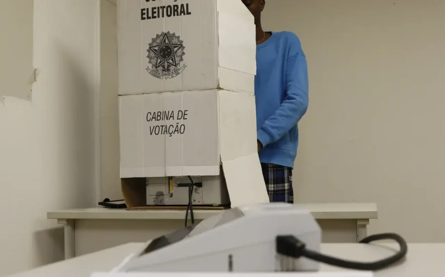 Bandeira do Brasil com gráficos de bolsa em queda representando instabilidade política e risco país