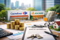 Fachada de supermercado Carrefour com logotipo visível, representando venda de imóveis em modelo sale and leaseback