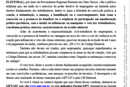 Carta do presidente do Zona Sul a funcionários sobre voto consciente investigada pelo MPT