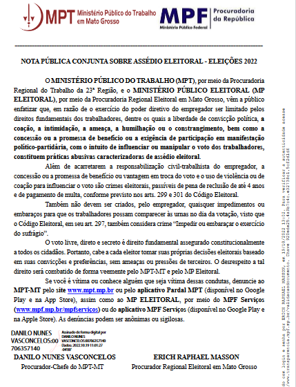 Carta do presidente do Zona Sul a funcionários sobre voto consciente investigada pelo MPT