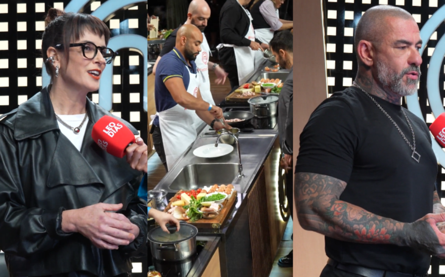 Henrique Fogaça e Paola Carosella, jurados do MasterChef Brasil, lado a lado em foto promocional da Band