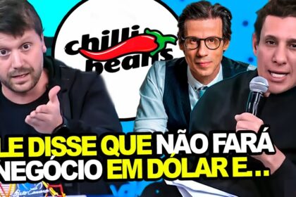 Logotipo da Chilli Beans sobre fundo com elementos gráficos de finanças e justiça, representando recuperação extrajudicial de R$ 340 milhões