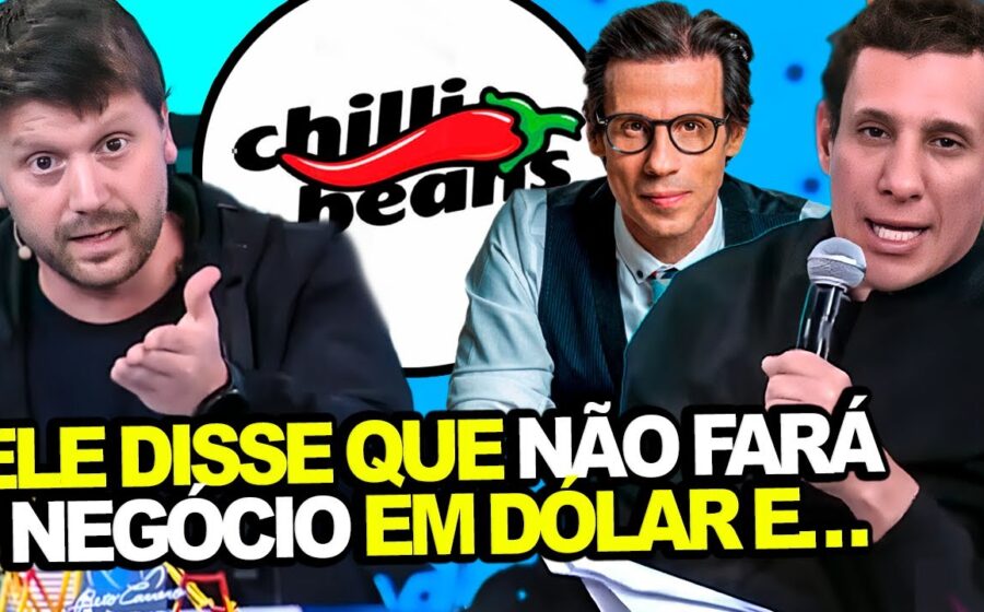 Logotipo da Chilli Beans sobre fundo com elementos gráficos de finanças e justiça, representando recuperação extrajudicial de R$ 340 milhões
