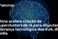Agricultor chinês preocupado olha para smartphone com IA, simbolizando dependência tecnológica e prejuízos na China
