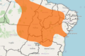 Mapa do Brasil com alerta amarelo do Inmet sobre chuvas no Matopiba afetando plantio de grãos