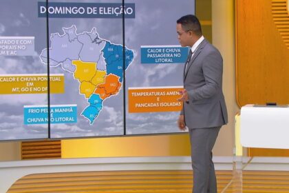 Eleitores enfrentando chuva forte para votar nas eleições brasileiras 2024