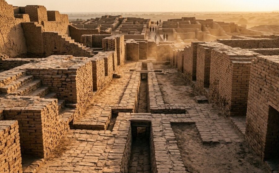 Ruínas de Mohenjo-daro, cidade da Idade do Bronze com baixa desigualdade social