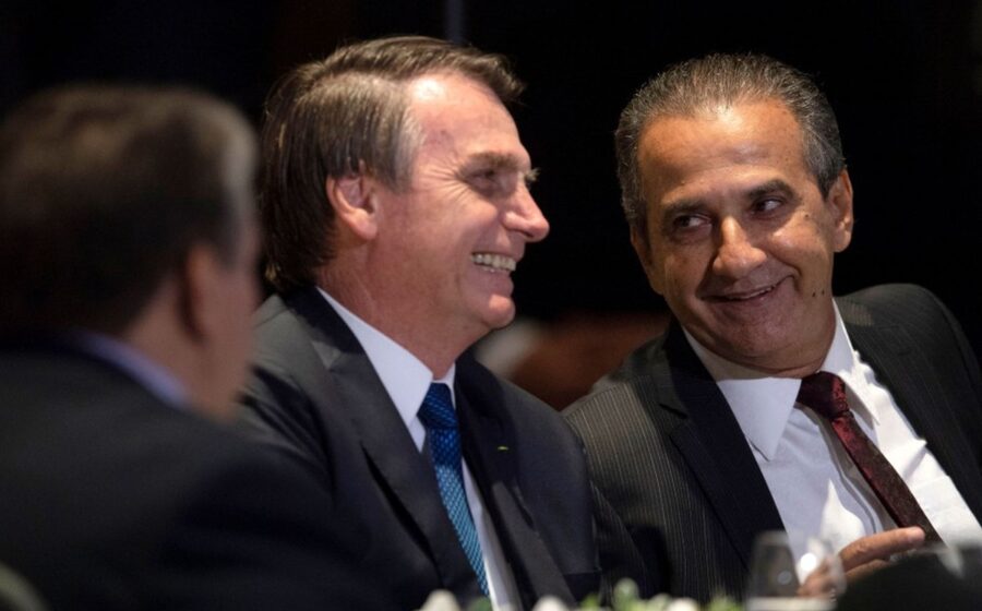 Comitiva de Flávio Bolsonaro na Globo: grupo majoritariamente masculino e branco em visita institucional