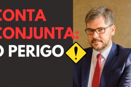 Ilustração de conta bancária conjunta com alerta sobre riscos no inventário e sucessão