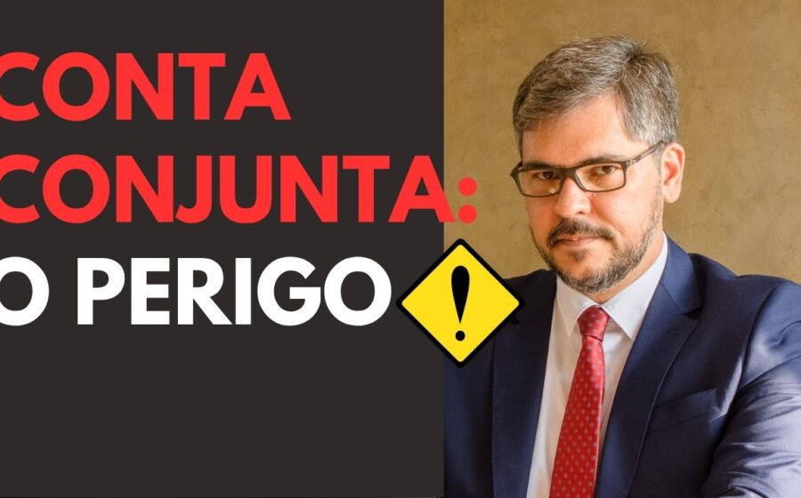 Ilustração de conta bancária conjunta com alerta sobre riscos no inventário e sucessão