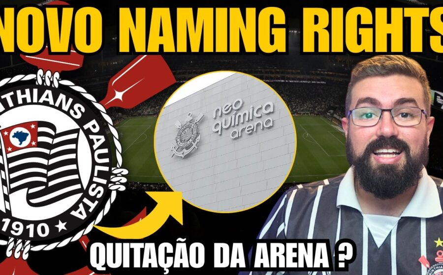 Estádio Neo Química Arena do Corinthians com logotipo da Caixa Econômica Federal