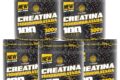 Pote de creatina 1kg com etiqueta R$ 63 e potes de vidro herméticos com selo 51% off