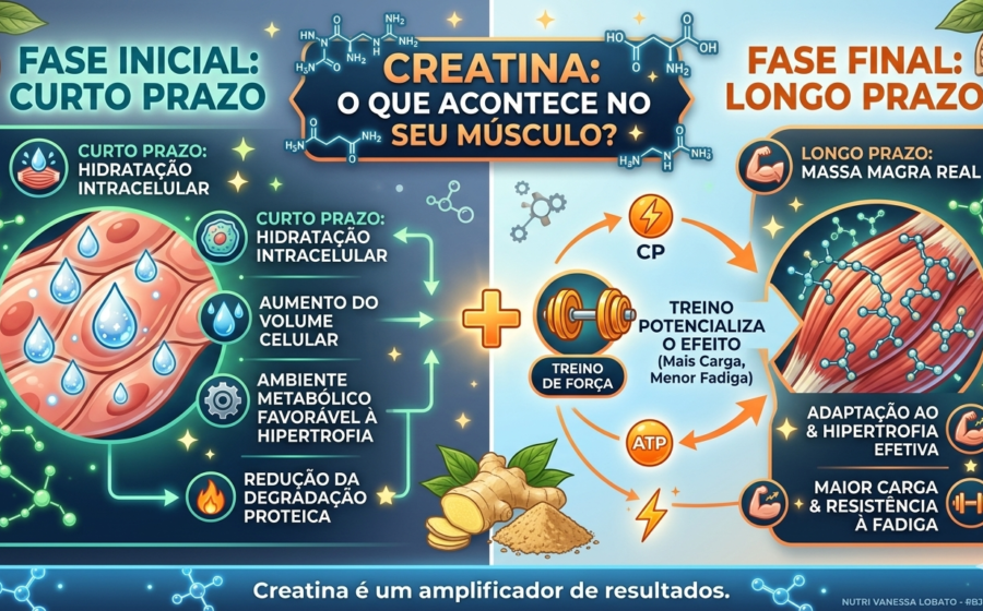 Suplementação de creatina para sedentários mostra ganho de 1,1 kg massa magra em estudo 12 semanas